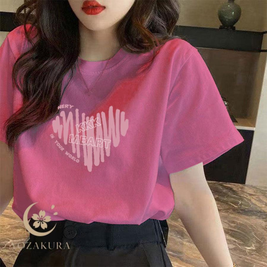 半袖Tシャツレディース 夏 ロゴ 韓国風 : YOZAKURA-SHOP - 通販