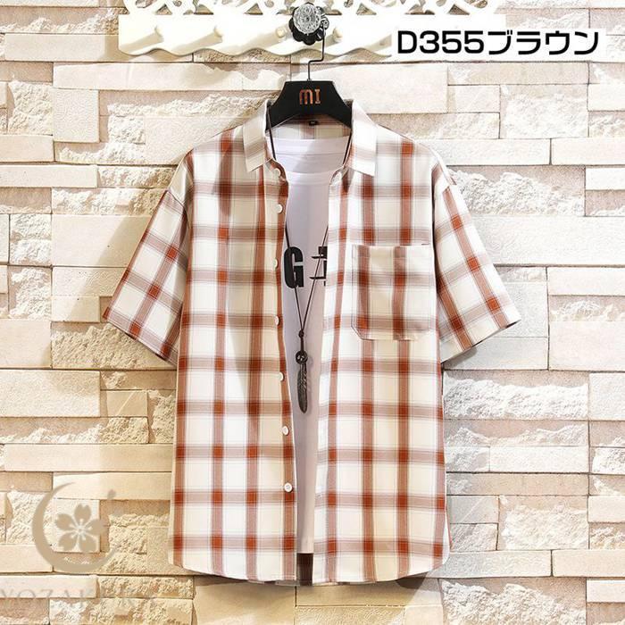 チェックシャツ メンズ チェック柄 半袖シャツ 胸ポケット シャツ 半袖