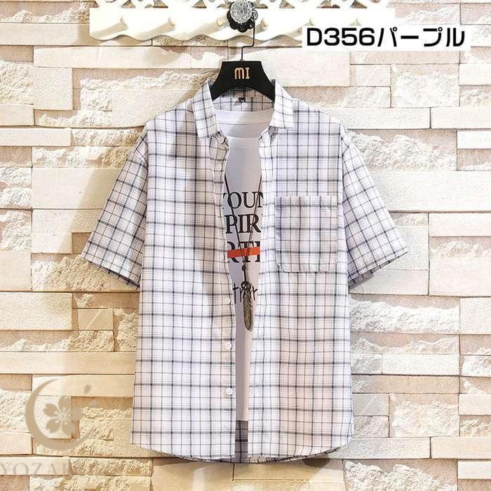 チェックシャツ メンズ チェック柄 半袖シャツ 胸ポケット シャツ 半袖