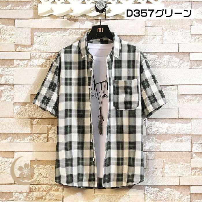 チェックシャツ メンズ チェック柄 半袖シャツ 胸ポケット シャツ 半袖
