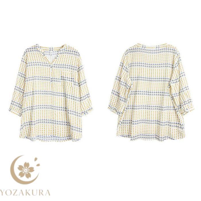 ブラウス レディース スキッパーシャツ 七分袖 とろみ トップス シャツ 