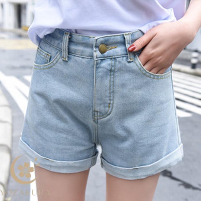 ショートパンツ レディース デニムパンツ ハーフパンツ ロールアップ