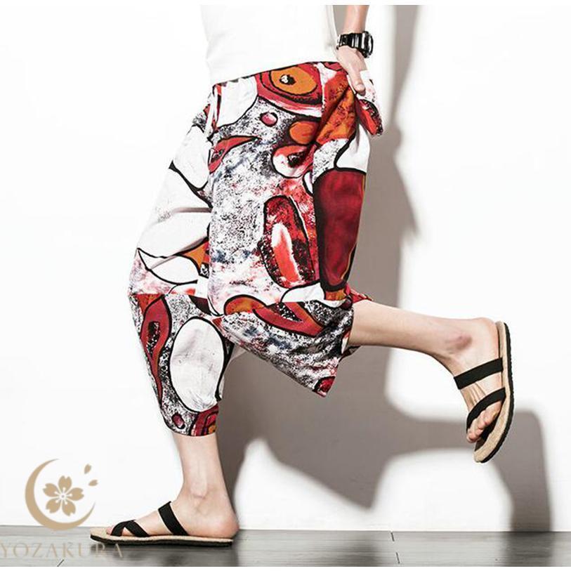 【フォロー割適用】14FW JULIUSGlitchサルエルパンツ アナトミカル クロップドパンツ サルエルパンツ ダンス プリントパンツ メンズ