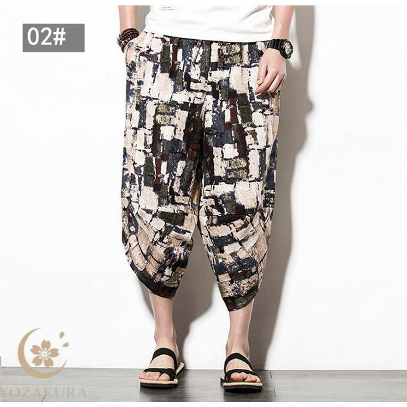 Y’s サルエルパンツ クロップドパンツ クロップドパンツ サルエルパンツ ダンス プリントパンツ メンズ