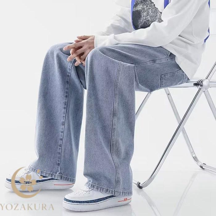 デニムパンツ ジーンズ メンズ ワイド デニム ゆったり ストレート