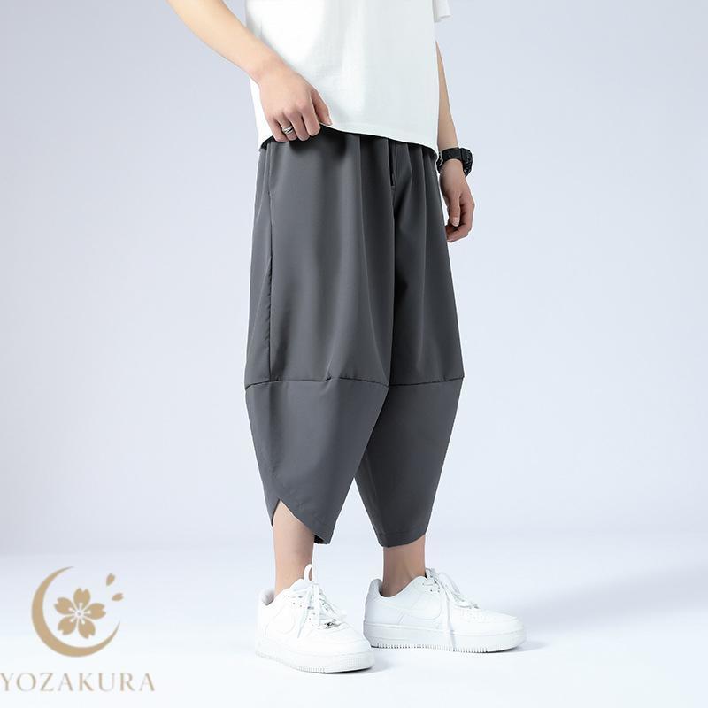 接触冷感 7分丈 ワイドパンツ イージーパンツ メンズ サルエルパンツ