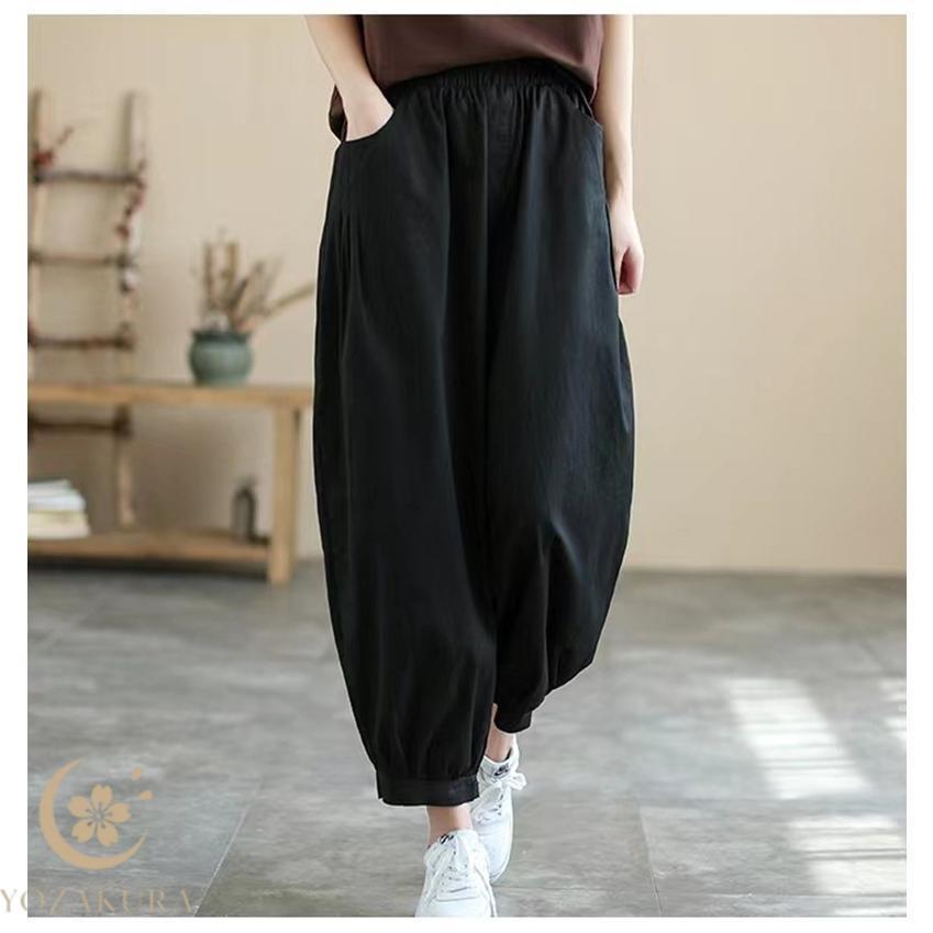 ワイドパンツ サルエルパンツ L ブラック レディース メンズ バルーン 韓国 バルーンパンツ パンツ レディース サルエルパンツ ロング丈パンツ