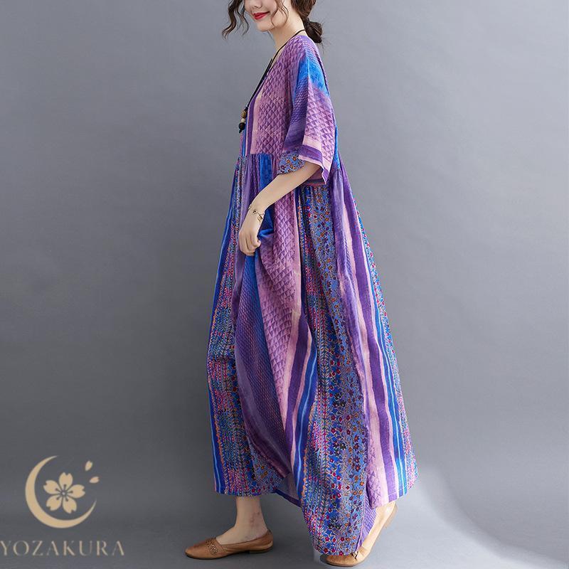 【美品】ハグオーワー/リネンロングワンピース/ストライプ柄/タック/麻100% 楽天市場】【人気】ロングワンピース 花柄 レディース