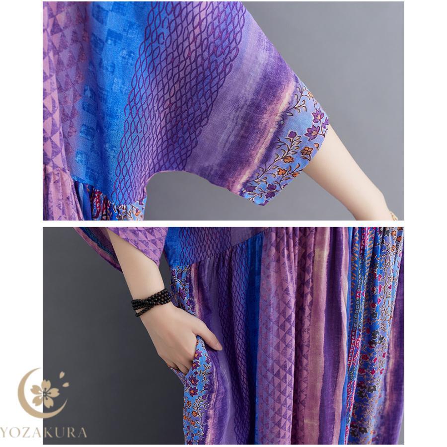 ロングワンピース 夏 マキシワンピース エスニックワンピース