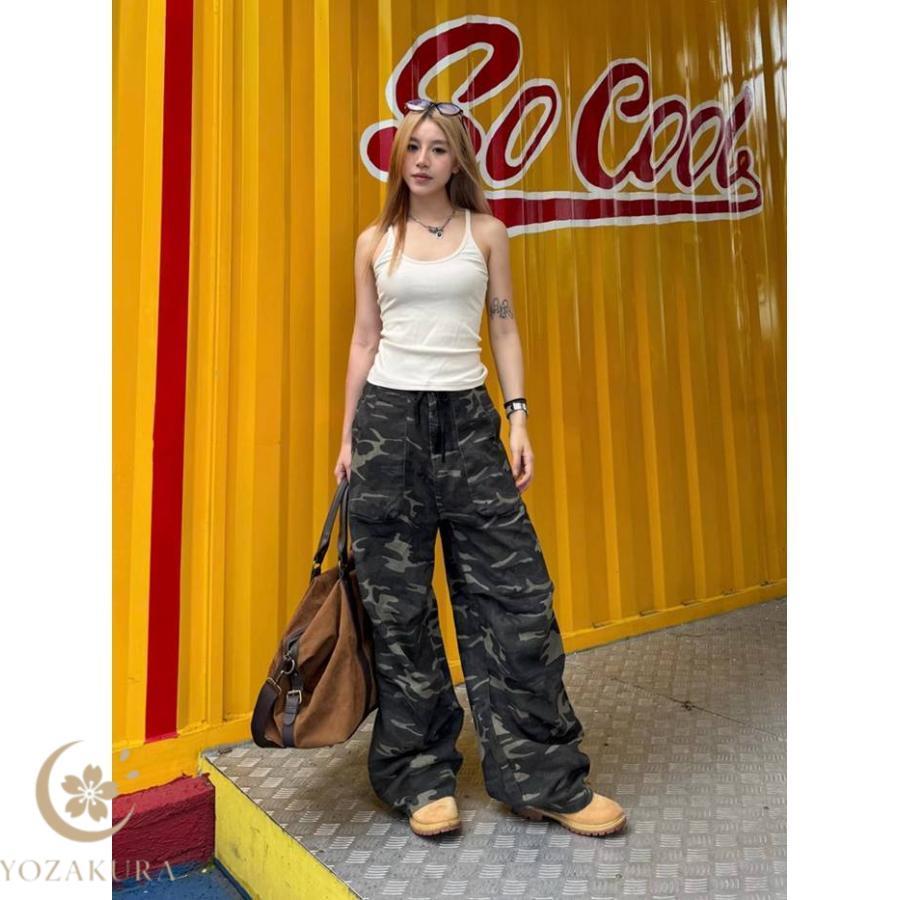 カーゴパンツ迷彩パンツ レディース 長ズボン ゆったり ワイドパンツ
