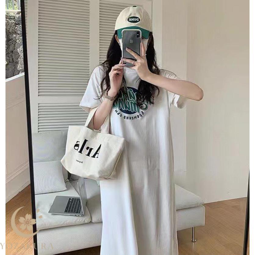 ロングワンピース ロンT レディース 半袖 tシャツワンピース ルーム