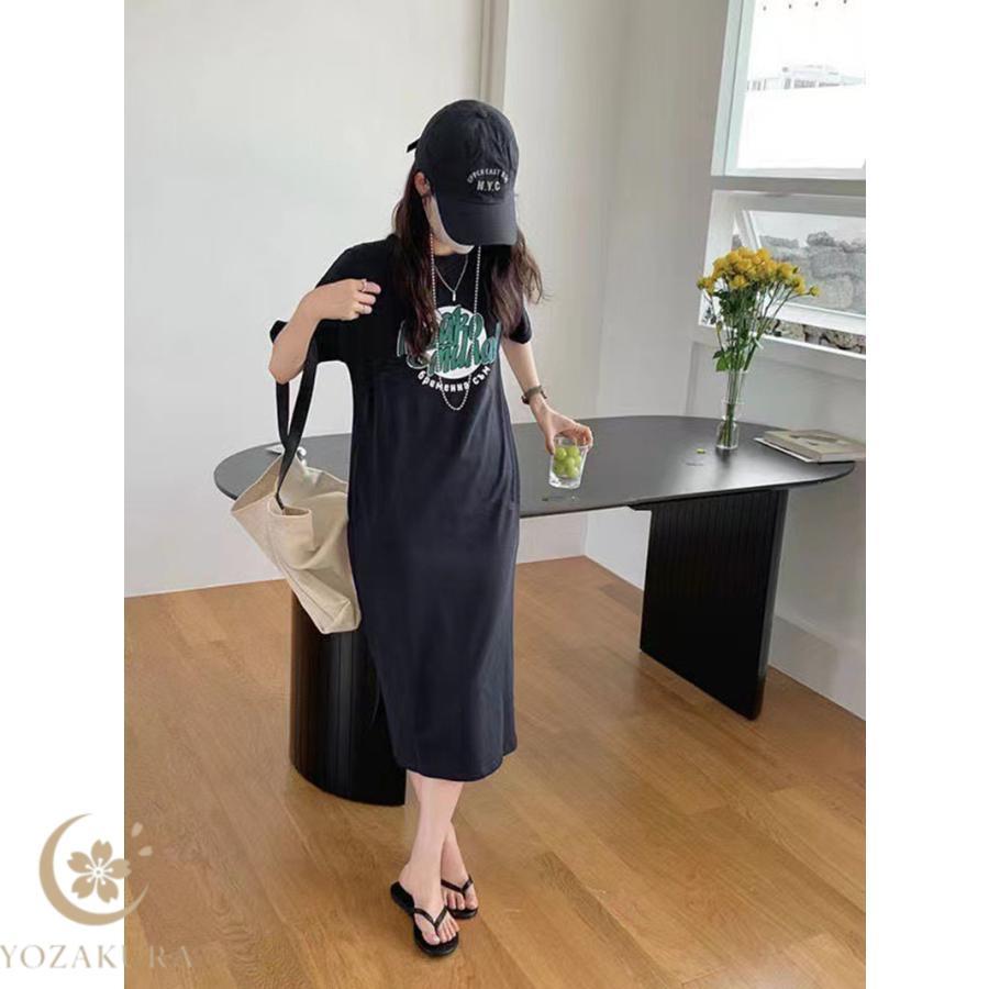 半袖ロングワンピース ロングワンピース ロンT レディース 半袖 tシャツワンピース ルーム