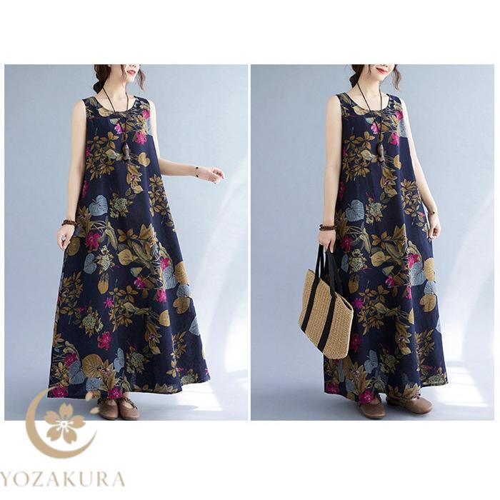 新品タグ付✨サイズ48✨マレーラ　リネン　花柄　マキシ丈　Aラインワンピース ワンピース ロングワンピース レディース 花柄 綿麻 マキシ丈 キャミ