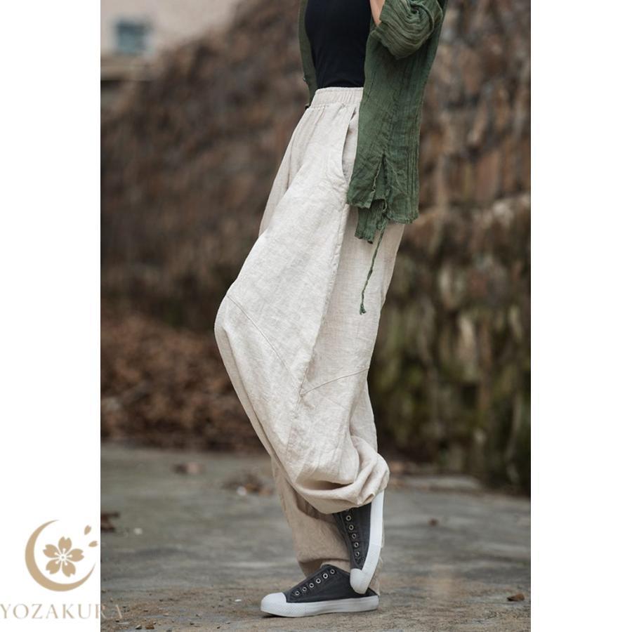 ババグーリ リネン バルーンパンツ ワイドパンツ ブラック 麻100% M ババグーリ リネン バルーンパンツ ワイドパンツ ブラック 麻100