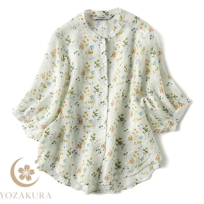 ブラウス レディース トップス シャツ 半袖 夏 オフィス 花柄 オシャレ