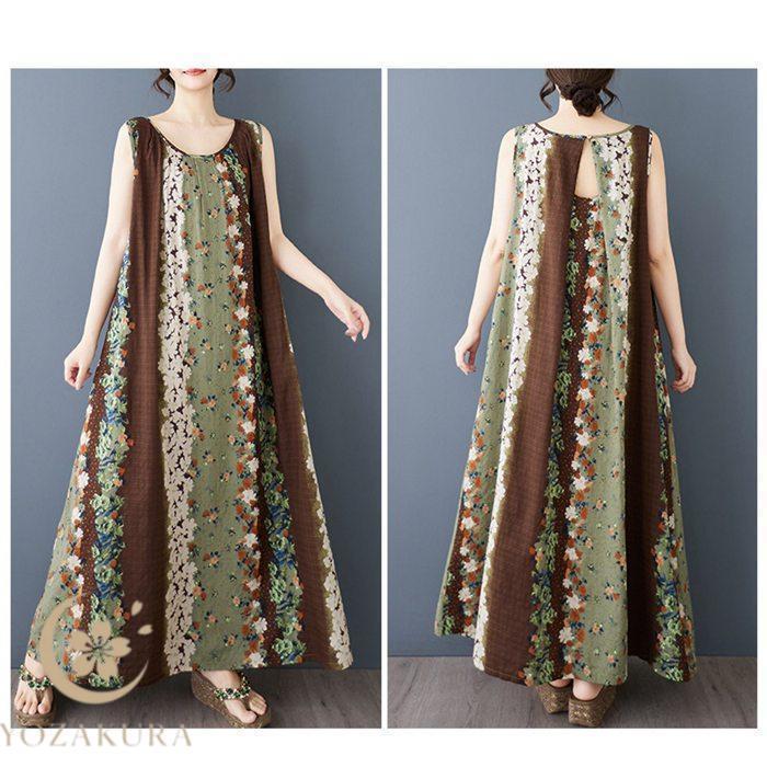 新品✨値下げ❗  ノースリーブ 花柄 ワンピース サイズ4 マキシワンピース レディース 花柄 ノースリーブ ワンピース 総柄