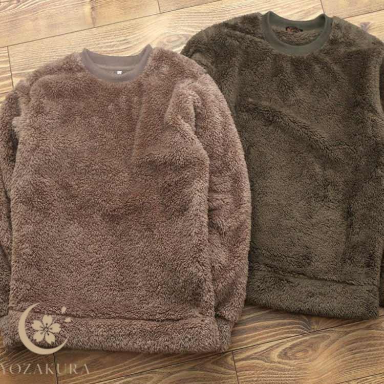 ボアトレーナー 秋服 おしゃれ メンズ もこもこ 両面起毛 プルオーバー