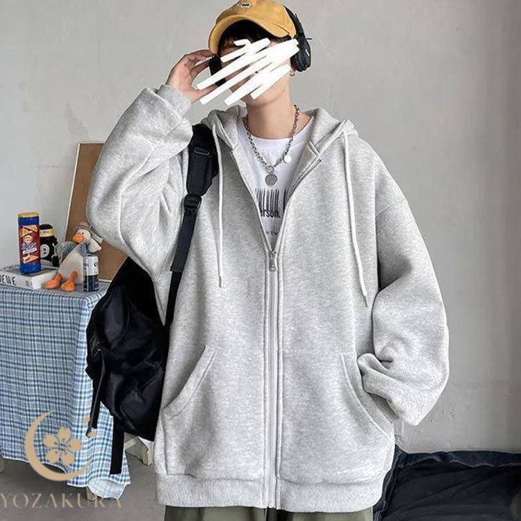 スウェット パーカー メンズ ジップアップ 冬 ビックシルエット