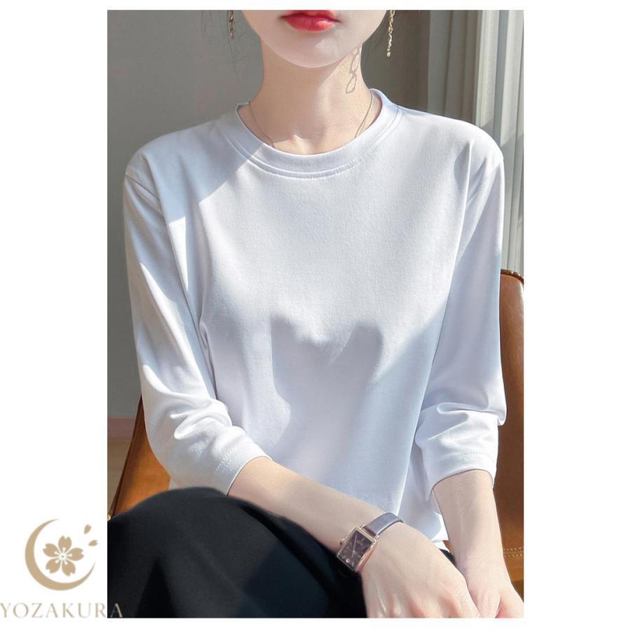 レディース 七分袖 秋 インナー Tシャツ シンプル カットソー