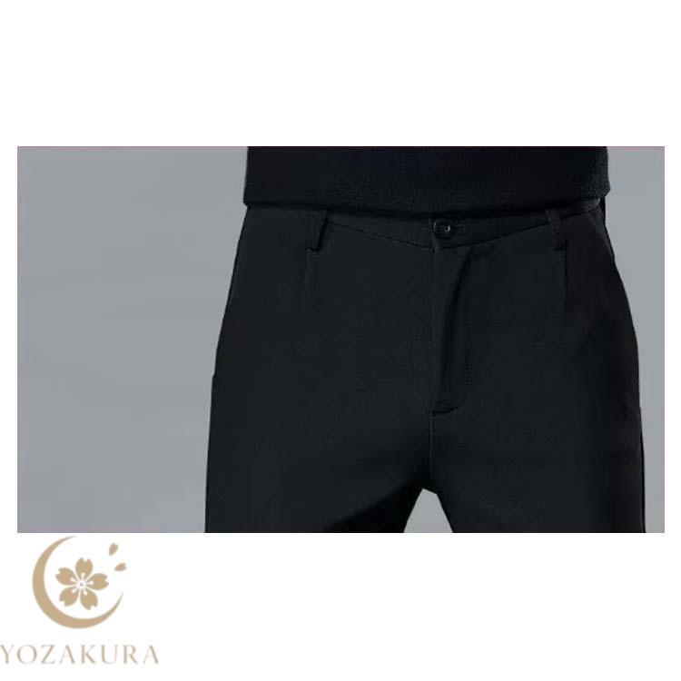 秋 薄手 メンズ パンツ 9分丈 スリムパンツ 夏用 伸縮 ストレッチ 黒