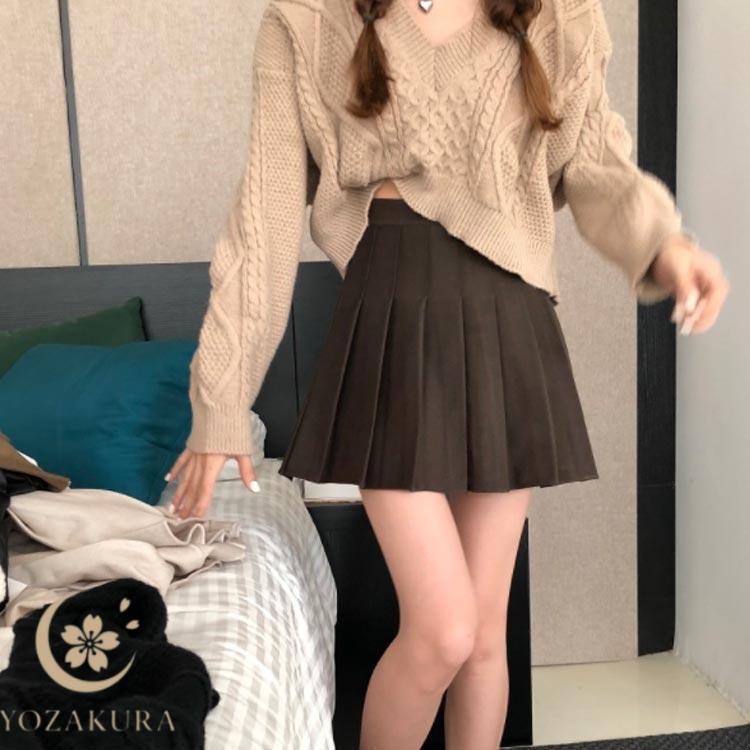 メルトン プリーツスカート Aライン スカート 起毛素材 ミニ丈 ミニ