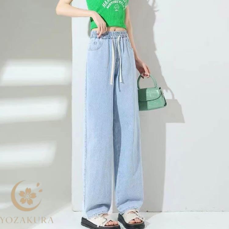 ボトムス パンツ デニム ワイドパンツ 美脚 体型カバー ゆったり