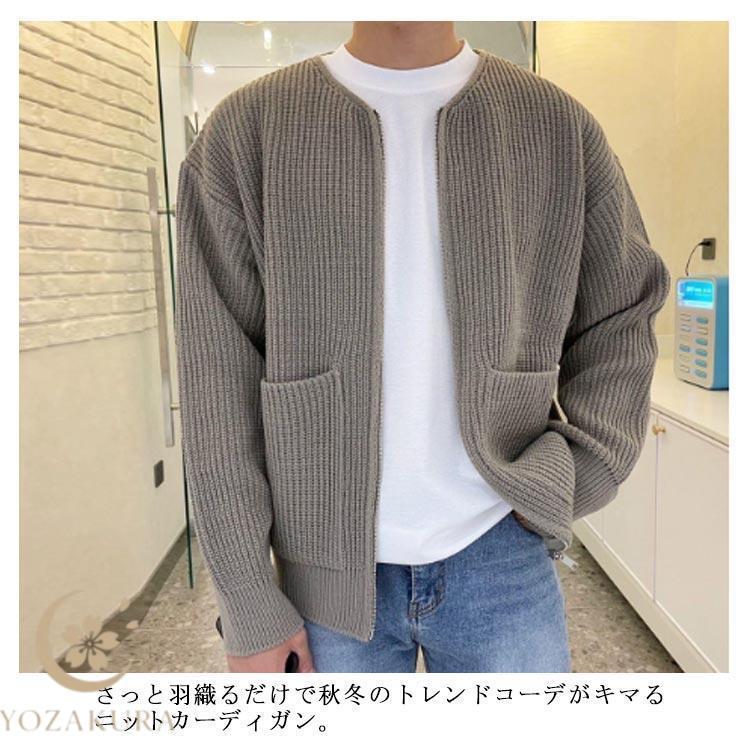 ゴルフニット ボリューム メンズ ジップアップ ノーカラー 春 セーター