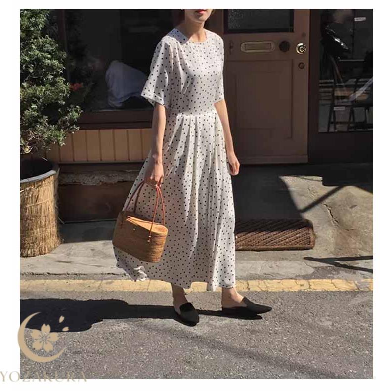 ヨウジヤマモトドット柄ロングキャミワンピース AZUL BY MOUSSY