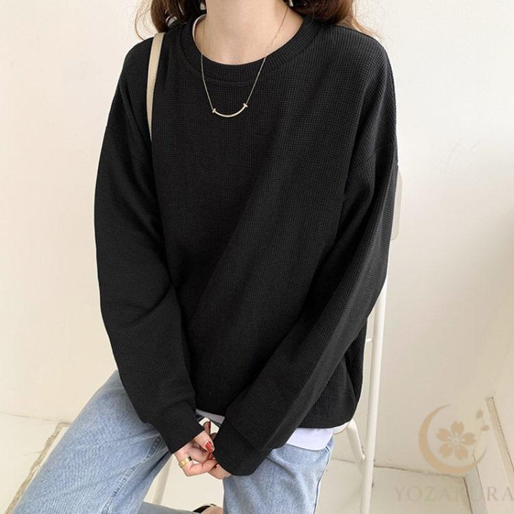 Tシャツ ワッフルTシャツ レディース 女性用 ワッフル長袖スポーツ