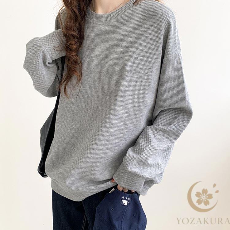 TIGHTBOOTH ワッフル 長袖カットソー グレー XL Tシャツ ワッフルTシャツ レディース 女性用 ワッフル長袖スポーツ