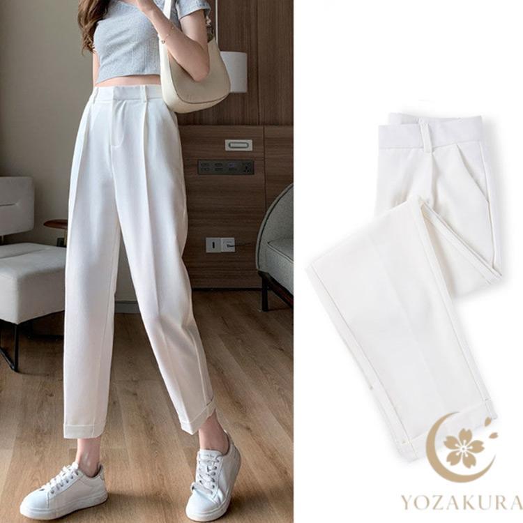 パンツ テーパードパンツ レディース フロントタック ロング 春夏秋