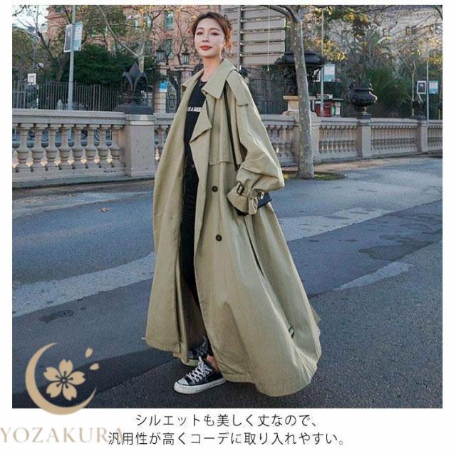 秋 トレンチコート レディース ロング丈 コート ロングコート アウター
