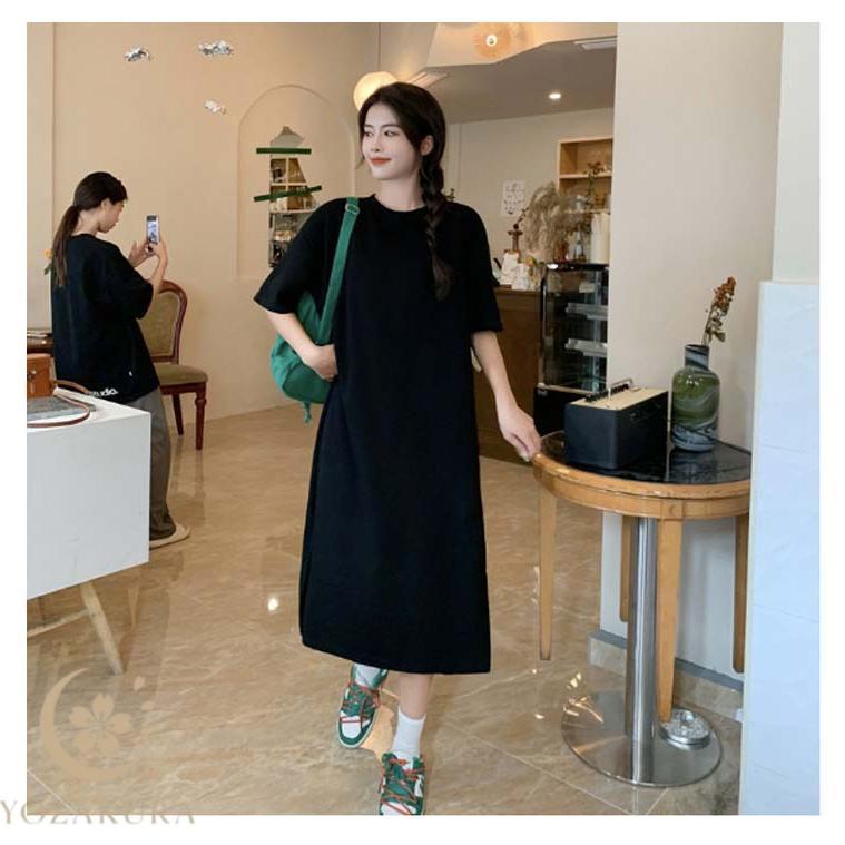 コムデギャルソン　半袖 ロングワンピース スリットあり tシャツワンピース スリット 半袖 ワンピース ロングワンピース 無地 t