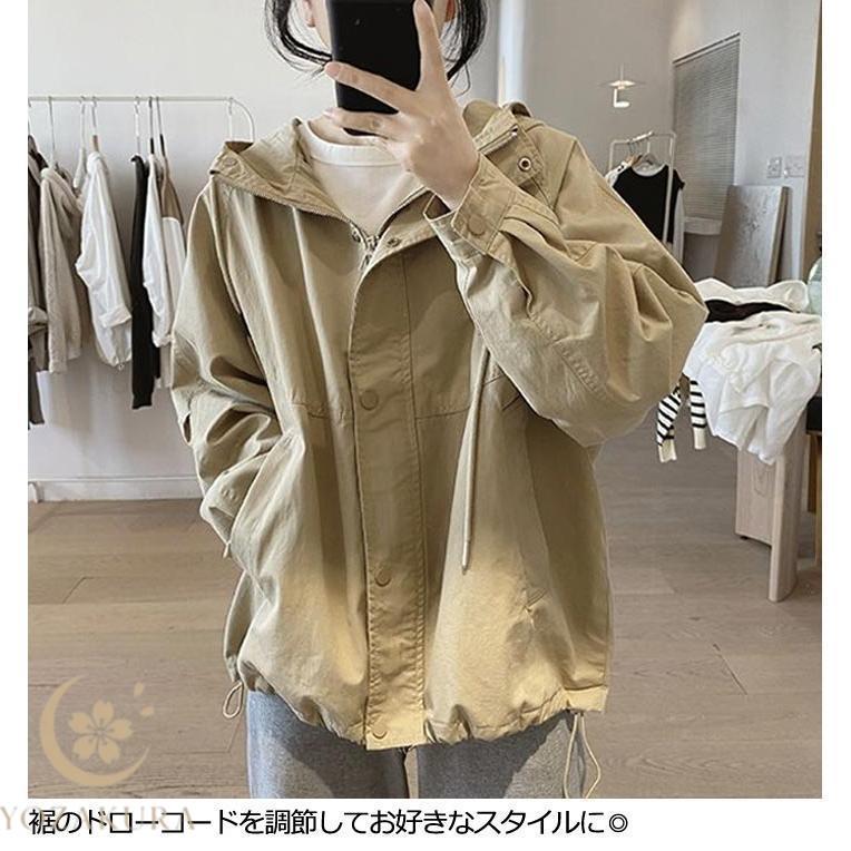 薄手 アウター レディース 春 秋 マウンテンパーカー ブルゾン 裏地
