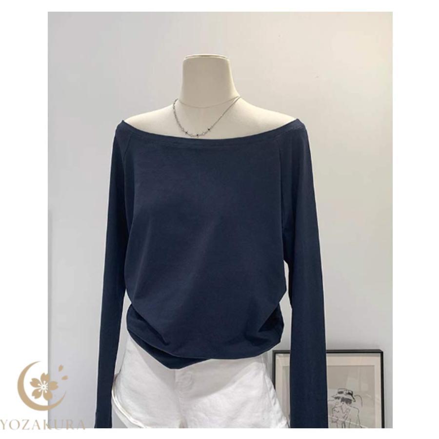 美品✨conteオフショルダー カットソー 長袖 ワンショルダー オフショルダー Tシャツ 長袖 肩出し トップス