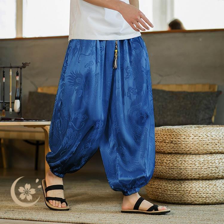 サルエル ワイドパンツ メンズ 九分丈 夏 春秋 ゆったり アラジン 接触