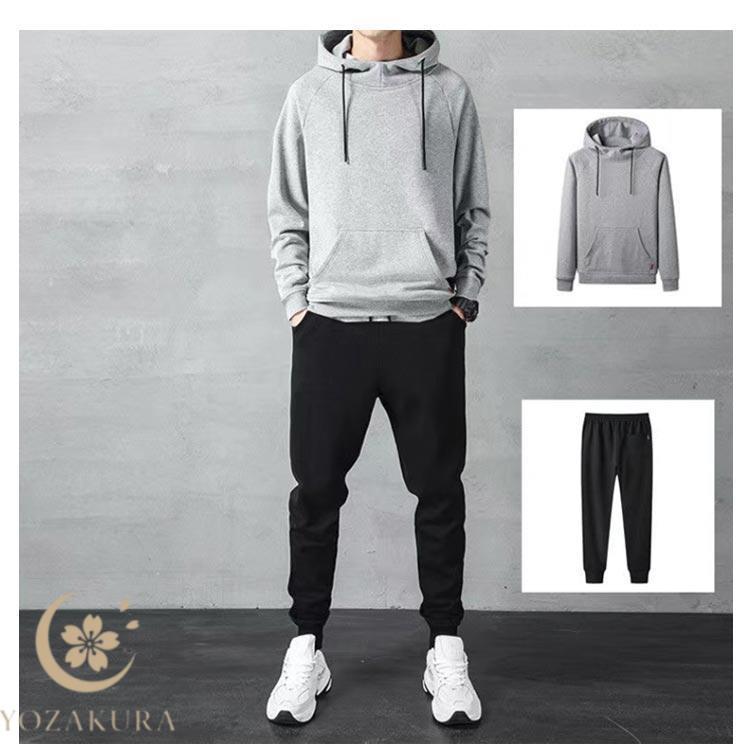 and per seスエットパーカー(L)& ストレッチスエットパンツ(LL) パーカー 上下セット スウェットパンツ メンズ レディース 春秋