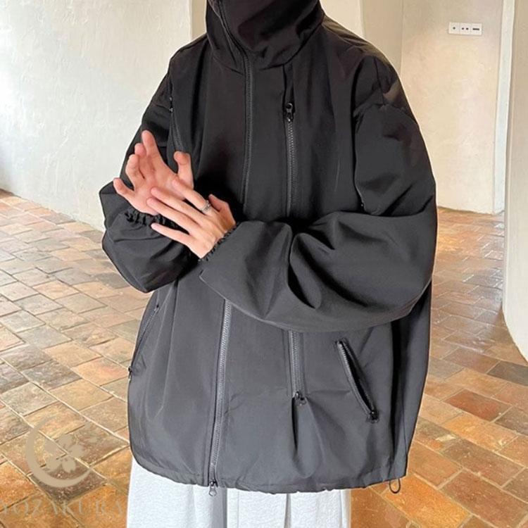 お出かけに♪ゆったりフード付きアウター 多機能 ジャケット フード付き メンズ レディース 男女兼用 マウンテン