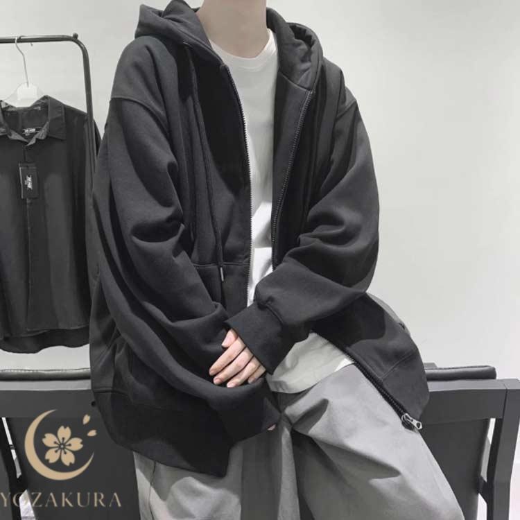 パーカー 薄手 オーバーサイズ ジップアップ レディース メンズ ビッグ