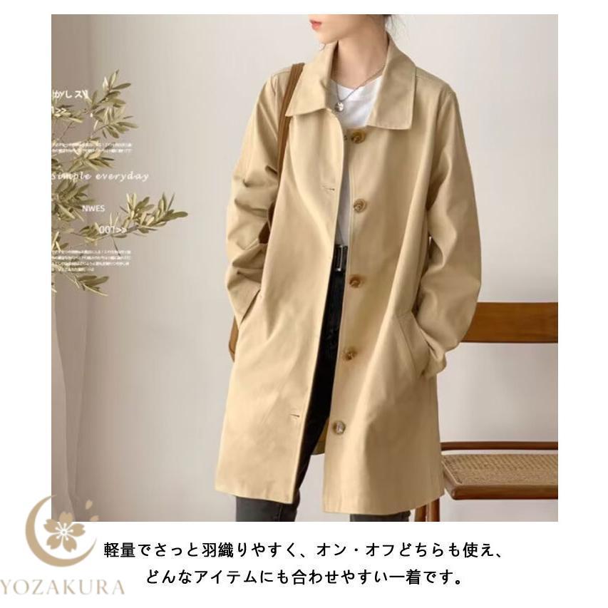 スプリングコート ステンカラーコート 春 秋 ゆったり シンプル ロング