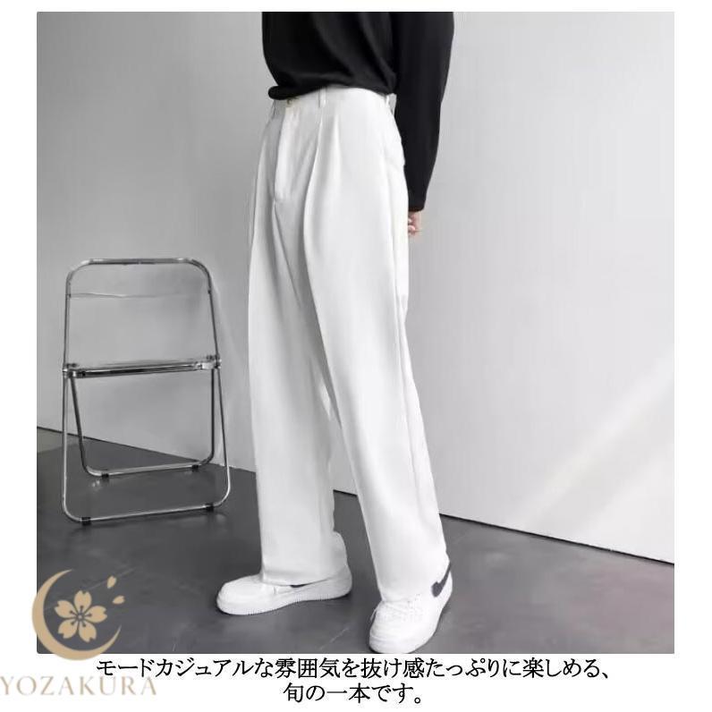 ワイドスラックス メンズ ダブルタック ワイドパンツ 春 夏 秋 パンツ