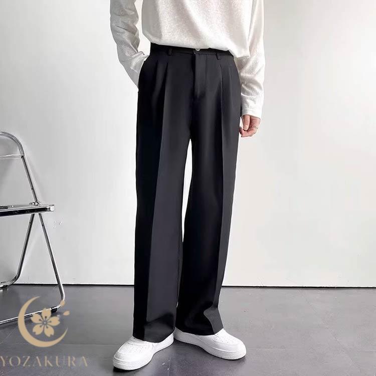 ヨシオクボ スラックスワイドロングパンツ メンズ 2 ワイドスラックス メンズ ダブルタック ワイドパンツ 春 夏 秋 パンツ