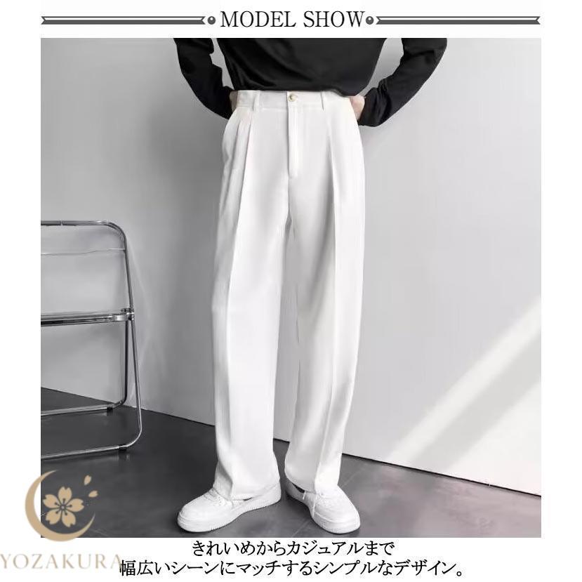 ワイドスラックス メンズ ダブルタック ワイドパンツ 春 夏 秋 パンツ