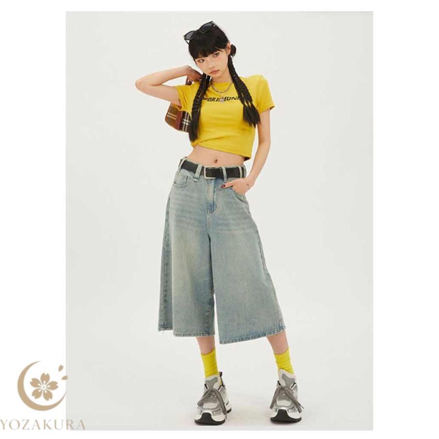 デニムパンツ 7分丈 レディース 春 夏 秋 クロップドパンツ ワイド