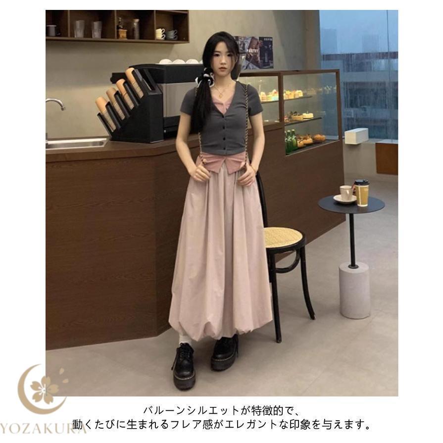 バルーンスカート ロング スカート レディース 春 夏 秋 バルーン a