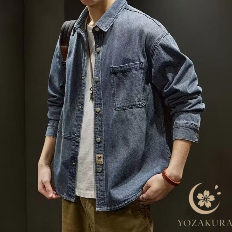 デニムシャツ メンズ 長袖 シャツジャケット デニムジャケット