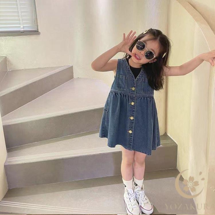 デニム ジャンパースカート 女の子 ベビー オールインワン キッズ