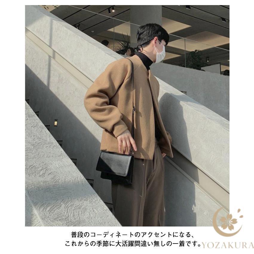 ノーカラー ニット カーディガン メンズ ニットセーター 長袖 ニット