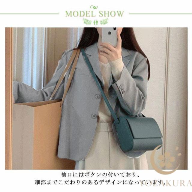 テーラードジャケット 長袖 スーツ生地 ショート丈 レディース 夏 薄手