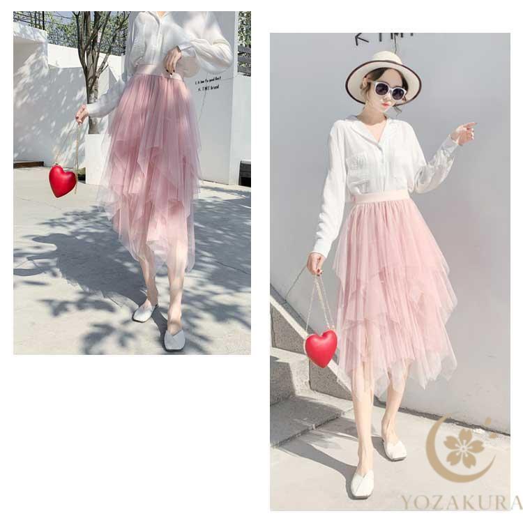 アシンメトリー スカート レディース チュールスカート チュール 春 夏